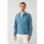 Avva Erkek İndigo Klasik Yaka Garment Dyed Cepli Comfort Fit Denim Ceket A41Y6020