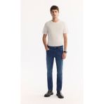 Avva Erkek İndigo Pamuklu Eskitme Yıkamalı Madrid Comfort Slim Fit Jean Pantolon A52Y3529 - 38