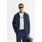 Avva Erkek İndigo Regular Fit Kapüşonlu Pamuklu Fermuarlı Elastan Sweatshirt A42Y1264