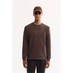 Avva Erkek Kahve Bisiklet Yaka Pamuklu Bi-Stretch Baskılı Regular Fit Sweatshirt A52Y1289
