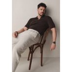 AVVA Erkek Kahve Polo Yaka Soft Touch Comfort Fit Triko T-Shirt A61Y5045 - XL