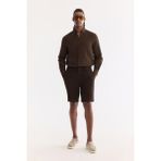 AVVA Erkek Kahverengi Beli Lastikli %100 Keten Relaxed Fit Şort B003732 - 34