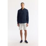 AVVA Erkek Kırık Beyaz Beli Lastikli Keten Karışımlı Relaxed Fit Şort B003731 - XL