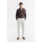 Avva Erkek Kırık Beyaz Relaxed Fit Beli Bağcıklı Keten Karışımlı Chino Pantolon B003036