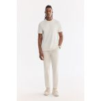 AVVA Erkek Kırık Beyaz Yanı Lastikli Kırışmaz Teknik Kumaş Slim Fit Pantolon A61Y3077 - 34