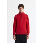 Avva Erkek Kırmızı Dik Yaka Fermuarlı 3 İplik Şardonlu Regular Fit Sweatshirt E001020 - XL