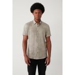 Avva Erkek Koyu Gri Alttan Britli Yaka Pamuklu Desenli Kısa Kollu Regular Fit Gömlek A41Y2160 - XS