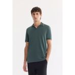 AVVA Erkek Koyu Yeşil Polo Yaka Düğmesiz Kolay Ütülenen Regular Fit T-Shirt A61Y1125