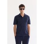 Avva Erkek Lacivert Apaj Yaka Kolay Ütülenen Elastan Regular Fit T-Shirt A61Y1156