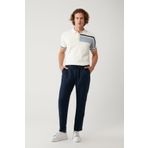 Avva Erkek Lacivert Beli Lastikli %100 Keten Relaxed Fit Pantolon B003032