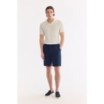 AVVA Erkek Lacivert Beli Lastikli %100 Keten Relaxed Fit Şort B003732 - 33