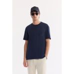 AVVA Erkek Lacivert Bisiklet Yaka Enjeksiyon Baskılı Bi-Stretch İnterlok Regular Fit T-shirt A61Y1136 - M