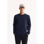 Avva Erkek Lacivert Bisiklet Yaka Pamuklu Bi-Stretch Regular Fit Sweatshirt A52Y1271