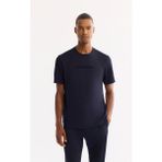 Avva Erkek Lacivert Bisiklet Yaka Viskon Karışımlı Bi-Stretch Baskılı Regular Fit T-Shirt A52Y1014 - XS