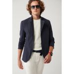 Avva Erkek Lacivert Dik Yaka Cepli Astarsız Lightweight Blazer Comfort Slim Fit Ceket A41Y4028 - 46