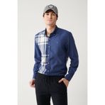 Avva Erkek Lacivert Ekoseli Flanel Oduncu Comfort Fit Gömlek A32Y2119