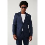 Avva Erkek Lacivert Keten Karışımlı Hafif Astarsız Esnek Comfort Slim Fit Ceket A41Y4006