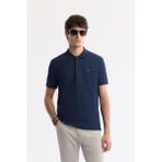 Avva Erkek Lacivert Kıvrılmaz Polo Yaka %100 Pamuk Basic Regular Fit T-Shirt B001032 - XL