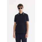 Avva Erkek Lacivert Kıvrılmaz Polo Yaka Pamuklu Teknik Kumaş Regular Fit T-Shirt A61Y1097