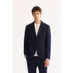 Avva Erkek Lacivert Mono Yaka Bi-Stretch Hafif Çizgili Blazer Comfort Slim Fit Ceket A52Y4004 - 54