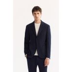 Avva Erkek Lacivert Mono Yaka Bi-Stretch Hafif Çizgili Blazer Comfort Slim Fit Ceket A52Y4004