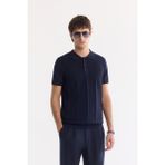AVVA Erkek Lacivert Polo Yaka Düğmeli Regular Fit Triko T-Shirt A61Y5006 - XS