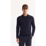 Avva Erkek Lacivert Polo Yaka Fermuarlı Rayon Tüylenmeyen Dokulu Triko Regular Fit Kazak A52Y5019 - S