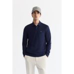 Avva Erkek Lacivert Polo Yaka Pamuklu Basic Slim Fit Sweatshirt B001080 - XS