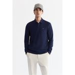 Avva Erkek Lacivert Polo Yaka Pamuklu Basic Slim Fit Sweatshirt B001080