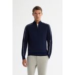 Avva Erkek Lacivert Regular Fit Fermuarlı Dik Yaka Rayon Triko Kazak A42Y5005 - S
