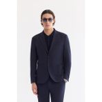 AVVA Erkek Lacivet Mono Yaka Torba Cepli Çift Yırtmaç Astarsız Bi-Stretch Comfort Slim Fit Ceket A61Y4012 - 46 - Lacivert