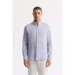 AVVA Erkek Lila Comfort Fit %100 Keten Düğmeli Yaka Gömlek B002191 - XS