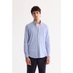 AVVA Erkek Mavi Alttan Britli Yaka Kolay Ütülenen Slim Fit Gömlek A42Y2134 - XS