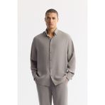 Avva Erkek Nardo Gri Alttan Britli Yaka Soft Touch Oversize Fit Gömlek A51Y2168 - XL
