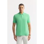 Avva Erkek Neon Yeşil Kıvrılmaz Polo Yaka %100 Pamuk Basic Regular Fit T-Shirt B001032 - XL
