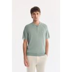AVVA Erkek Nil Yeşili Polo Yaka Fermuarlı Rayon Karışımlı Regular Fit Triko T-Shirt A61Y5009 - 2XL