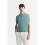Avva Erkek Nil Yeşili Polo Yaka Viskon Karışımlı Regular Fit Triko Basic T-Shirt B005120 - XS