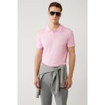 Avva Erkek Pembe 3 Düğmeli Polo Yaka Triko Regular Fit T-Shirt A41Y5067 - Pembe