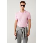 Avva Erkek Pembe 3 Düğmeli Polo Yaka Triko Regular Fit T-Shirt A41Y5067