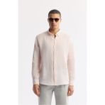 AVVA Erkek Pembe Comfort Fit %100 Keten Düğmeli Yaka Gömlek B002191 - Pembe - XS