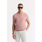 Avva Erkek Pembe Polo Yaka Viskon Karışımlı Regular Fit Triko Basic T-Shirt B005120 - XL