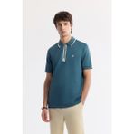 Avva Erkek Petrol Mavi Regular Fit Polo Yaka Bi Stretch Baskılı İnterlok T-Shirt A51Y1007 - Petrol Mavisi - 3XL