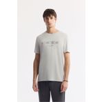 Avva Erkek Regular Fit Açık Gri Bisiklet Yaka Baskılı Soft Touch T-Shirt A51Y1138