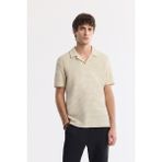 Avva Erkek Regular Fit Bej Apaj Yaka Keten Karışımlı Jakarlı T-Shirt A51Y1153
