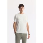 Avva Erkek Regular Fit Beyaz Bisiklet Yaka Jakarlı Elastan T-Shirt A51Y1035