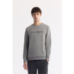 Avva Erkek Regular Fit Gri Bisiklet Yaka Baskılı Bi-Stretch İnterlok Sweatshirt A51Y1208