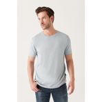 Avva Erkek Regular Fit Gri Bisiklet Yaka Soft Touch Basic T-Shirt B001171