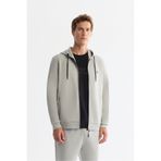 Avva Erkek Regular Fit Gri Kapüşonlu İnterlok Kumaş Fermuarlı Basic Sweatshirt B001102