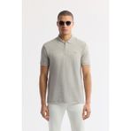Avva Erkek Regular Fit Gri Polo Yaka Jakarlı Elastan T-Shirt A51Y1059