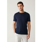 Avva Erkek Regular Fit Lacivert Bisiklet Yaka Soft Touch Basic T-Shirt B001171